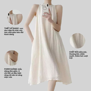 Váy suông sát nách chất đũi dáng dài đi chơi, đi biển GVAY013