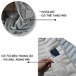 Áo Khoác Phao Nữ NF Chần Bông Nữ Giữ Ấm Mùa Đông Mũ Có Thể Tháo Rời Thiết Kế Thời Trang