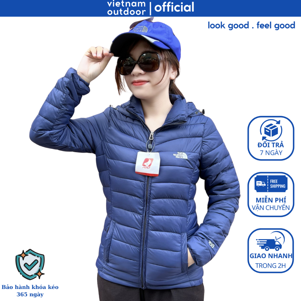 Áo Khoác Phao Nữ NF Chần Bông Nữ Giữ Ấm Mùa Đông Mũ Có Thể Tháo Rời Thiết Kế Thời Trang