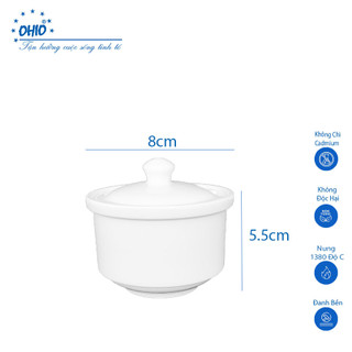 Lọ Đường Sứ Trắng Cao Cấp OHIO. Đồ Dùng Phòng Bếp.