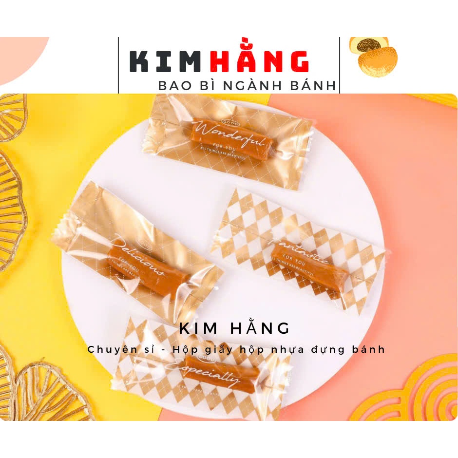 Set 100 túi đựng đế bánh thuyền - Túi đựng bánh thuyền 4 mặt caro - Túi đựng thanh gạo lức / rong bi