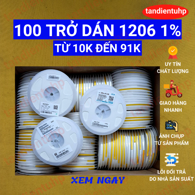 Trở dán 1206 1% từ 10K đến 91K túi 100 con ( 25 con một dây)