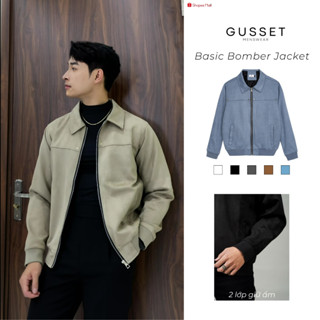  Áo Khoác Bomber Nam Da Lộn GUSSET ADL3 Vải Mềm Mịn Cao Cấp Áo Khoác Jacket Form Boxy Đính Cúc Trẻ Trung 