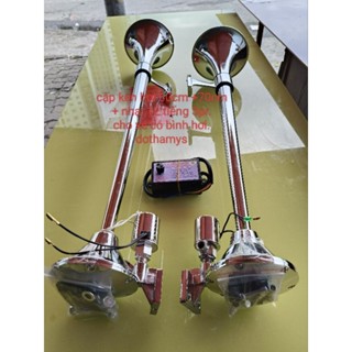  Cặp còi hơi  kèn hơi 60cm+70cm kèm nhại 12 tiếng 3pr cho xe có bình hơi 