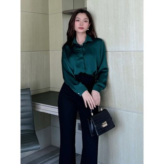  Áo Sơ Mi Công Sở Tay Dài Form Rộng Basic Chất Lụa Mát Mẻ BBSTORE'S - A2379