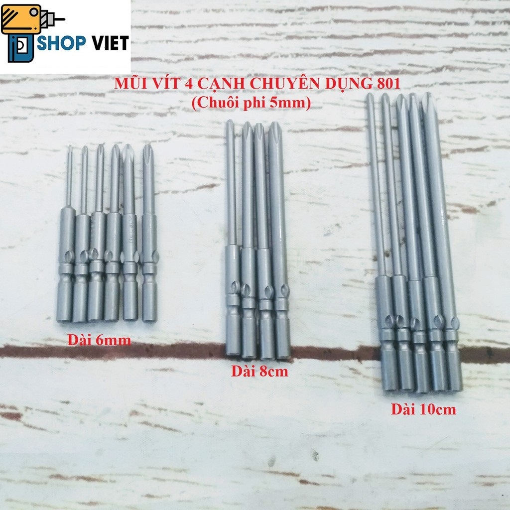 SV Mũi vít 4 cạnh 801 chuôi cánh bướm PHI 5mm