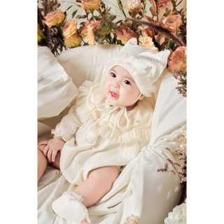 [ BST Sơ Sinh EBông ] Bộ đồ sơ sinh "Bông Bồng Bềnh"  HEHEHIHI - BS02 ( Không kèm phụ kiện )