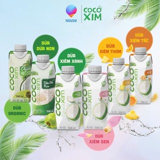 Combo 06 Hộp 330mL Nước Dừa Dứa Non/ Xiêm Xanh/ Xiêm Tắc/ Sen/ Organic Tự Nhiên - COCOXIM - YOOSOO