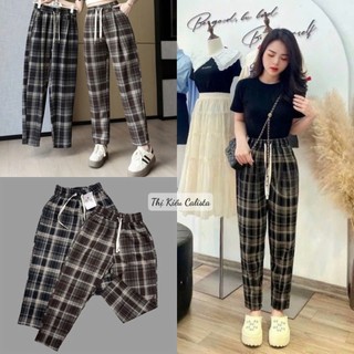 Quần Baggy Nữ Kẻ Sọc Caro Chất Dạ Umi Cao Cấp Co Giãn 4 Chiều 2 Màu Đen Nâu Chất Vải Mềm Dày Dặn Loại 1 sịn sò 
