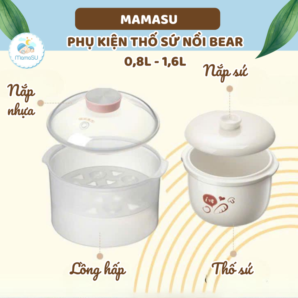 Nắp Sứ và Lõi Thố Sứ Của Nồi Bear 0,8L Sube001 Và Nnc08 Phụ Kiện Thay Thế Nồi Bear 1,6L
