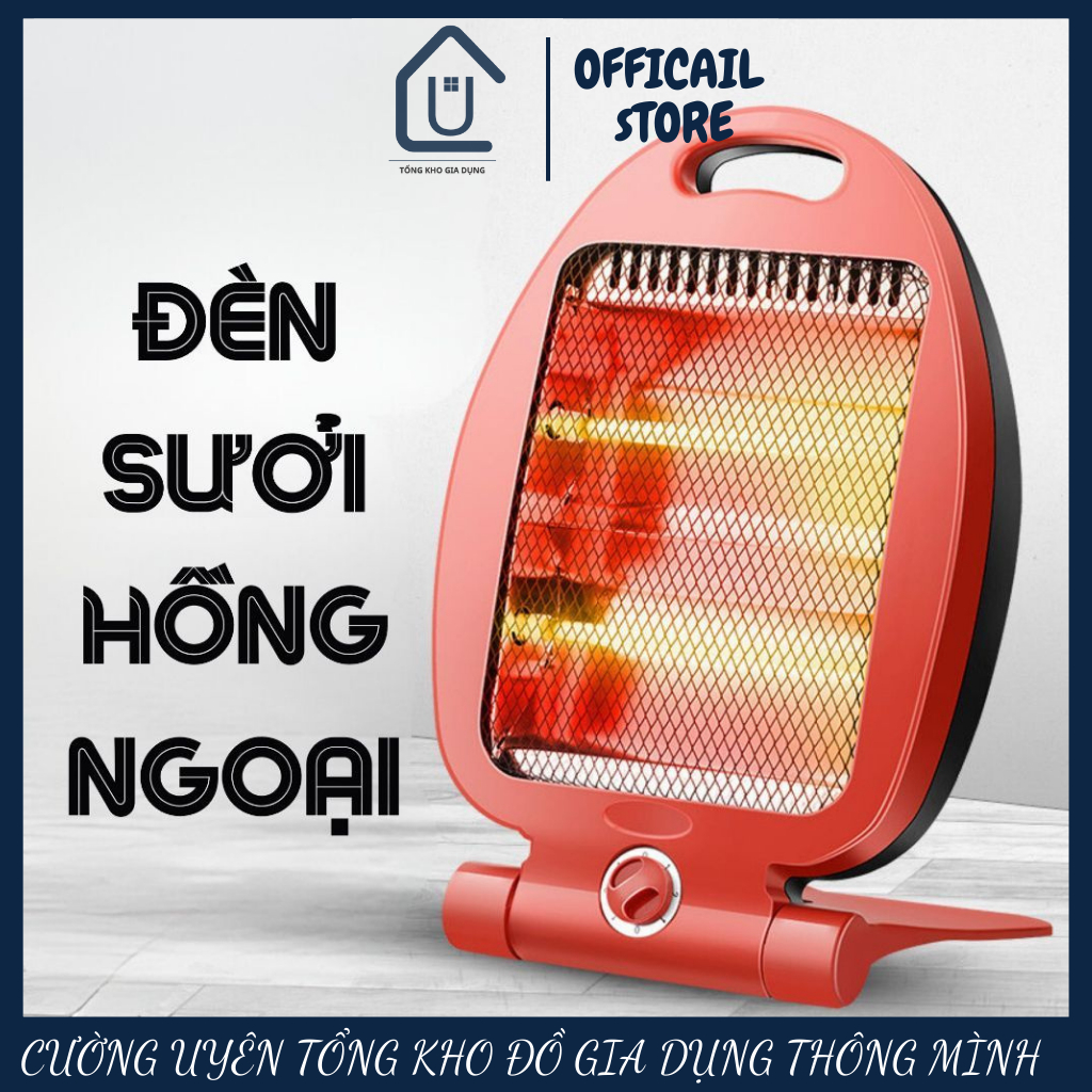 Đèn sưởi ấm White House 2 bóng 800W tiết kiệm điện năng( giao màu ngẫu nhiên), Quạt sưởi 2 bóng