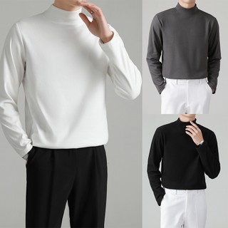  Áo Giữ Nhiệt Nam Dài Tay Cổ Cao 3 Phân Chất Vải Co Giãn 4 Chiều Lót Nỉ Bên Trong Basic Dễ Phối Đồ 