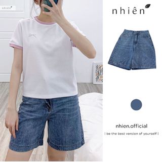 Quần jean nữ - quần ngố lửng ống rộng nhiennhienvintage BQ169