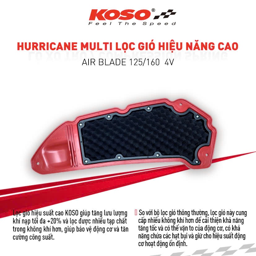 Lọc gió xe AB125/160 đời 2020-2026 (chính hãng KOSO)