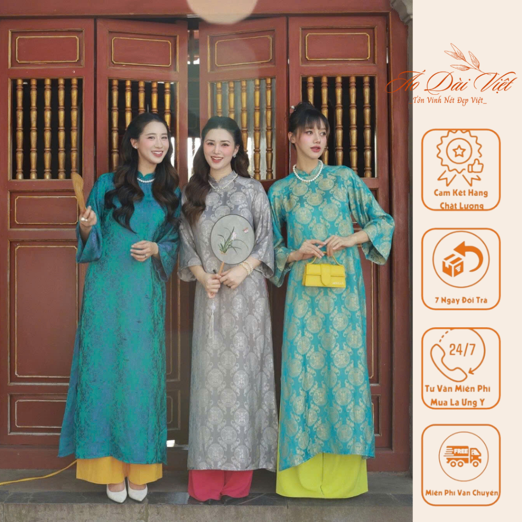 Áo dài cách tân gấm Thọ Rơi dáng suông siêu hot cho nàng chụp ảnh, đi sự kiện, lễ tết, cưới hỏi....