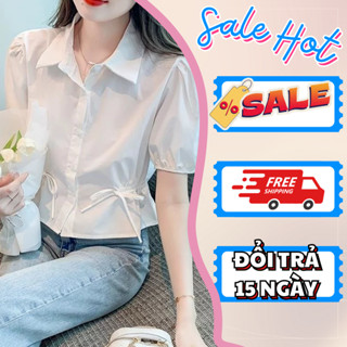 Áo Sơ Mi, Áo Sơ Mi Nữ Xòe Có Thắt Nơ Eo , Mã M1
