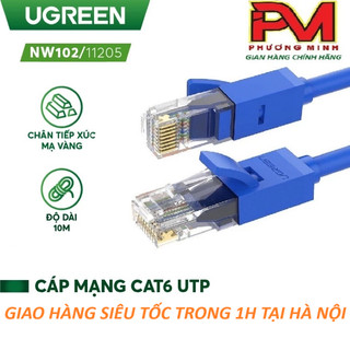 Cáp mạng Cat6 đúc sẵn dài 10m Ugreen 11205 cao cấp - Hàng chính hãng bảo hành 12 tháng