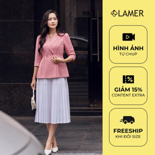 Áo Vest LAMER Hai Lớp Tay Bồng Áo Kiểu Công Sở Nữ Sang Trọng L65B21T039