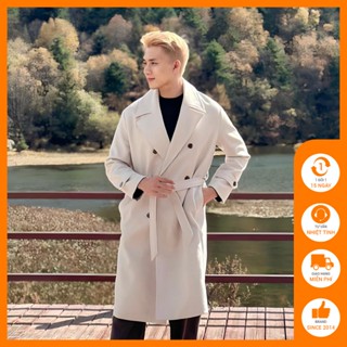 Áo khoác mangto trơn nam dáng dài Độc menswear chất cao cấp 2 lớp lót lụa form thoải mái phong cách Hàn Quốc - MT01