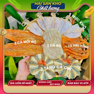 [Set Hải Sản ] Mực khô, Cá Bò, Chỉ Vàng, Mối Tẩm Ớt, Diêu Hồng đặc sản Ba Làng Foods Tặng tương ớt