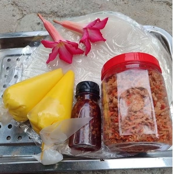 Combo 350g bánh tráng 100g muối tép hành phi 100g bơ béo 100g sốt tắc