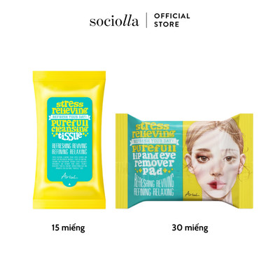 Combo Làm Sạch Ariul Lip And Eye Remover Pad & Cleansing Tissue