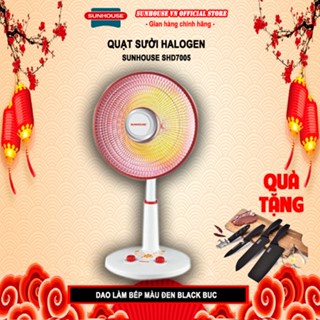 Quạt sưởi halogen SUNHOUSE SHD7005 + tặng dao làm bếp màu đen