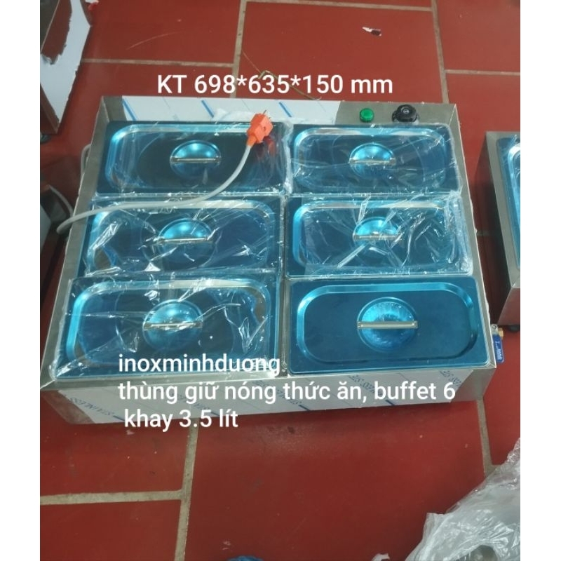 Thùng giữ nóng thức ăn, hải sản, hâm nóng buffet lẩu nướng 6-8 khay 3.5 lít