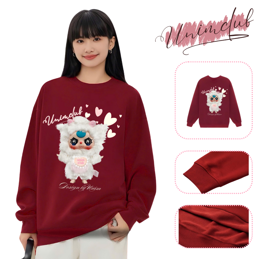 [Three Baby V3] Áo Sweater Three Baby V3 Kitten Trắng Nỉ Chân Cua Cao Cấp Form Rộng Unisex Mùa Thu Đ