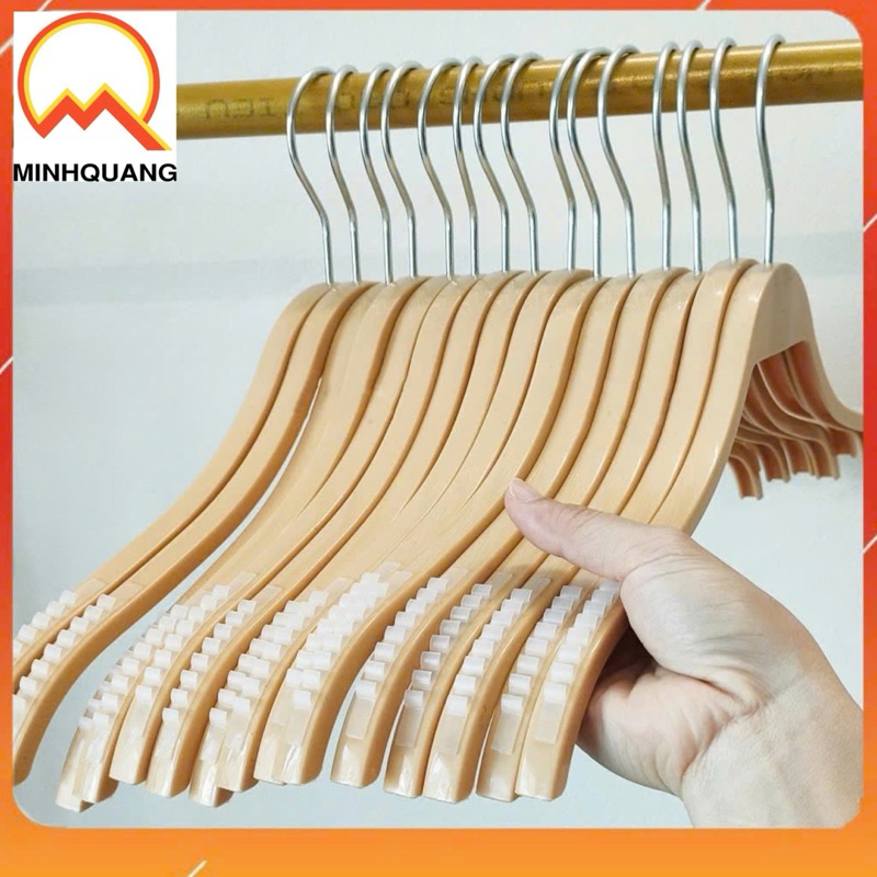 Móc nhựa dáng tre vai đệm chống trơn tuột - mắc treo quần áo siêu bền, kích thước rộng vai 39.5cm,đầu móc xoay 360 độ