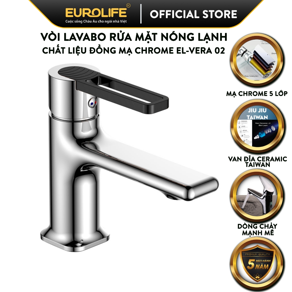 Vòi Lavabo nóng lạnh thiết kế độc đáo cho chậu rửa mặt Eurolife EL-VERA 02
