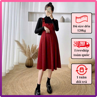  Yếm bầu công sở Váy bầu thu đông xinh Yếm bầu bigsize rời áo dáng babydoll đủ size từ 40-120kg 