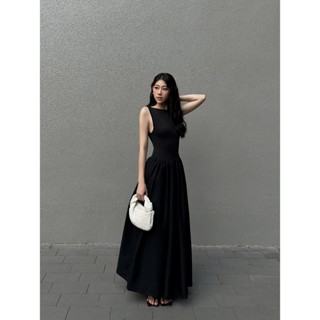 BASICBODY- Nalita dress / váy liền cổ ngang/ xoè bồng bềnh
