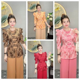    Ms_004  __LAM GẤM TAY VÚN LỠ CỔ TRÒN MƠI_BÀ BA CỐ TRÒN CÓ ĐÍNH NÚT __ 