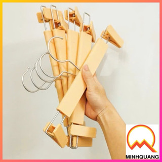 combo 10 Móc treo quần áo - kẹp nhựa siêu bền màu vàng nhạt,kích thước 30 cm,đầu móc xoay 360 độ