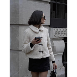 (HÀNG SẴN) Áo Khoác Ấm Lông Cừu Dài Tay Cổ Bẻ Dày Dặn Siêu Ấm