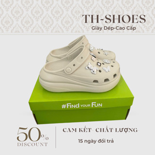 Dép Sục Nữ Crocs Crush Đế Cao 5- 7cm Tăng Chiều cao Full Box tag Tặng 12 Sticker
