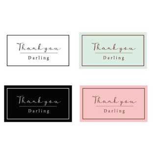 [Có Video- HOẢ TỐC] Combo 100 Tem dán Thank you hình chữ nhật đẹp sang trọng dán hộp bánh, niêm phong giấy gói quần áo