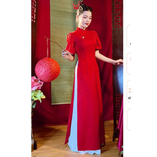  Áo Dài  Nữ Tay Chuông Bồng Đính Ngọc Lụa Tây Thi 