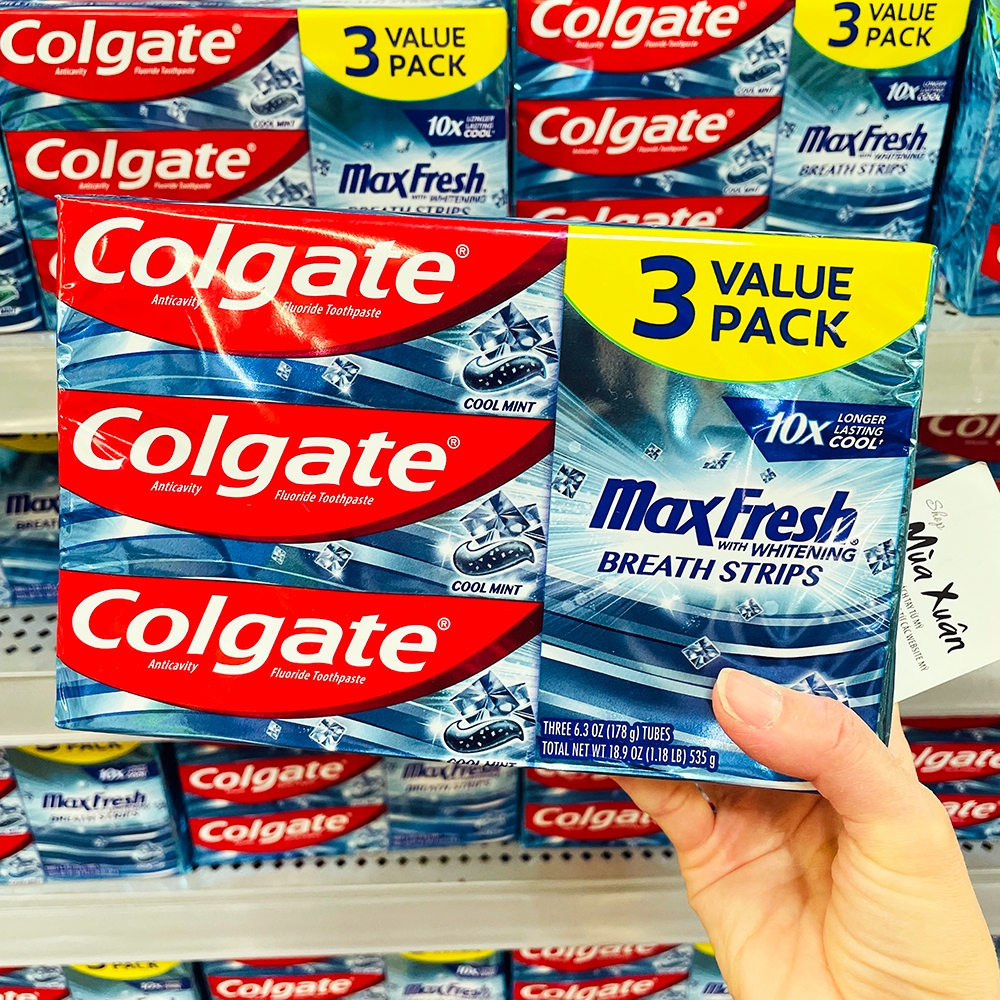 Kem đánh răng Colgate Max Fresh With Whitening Breath Strips, 178g
