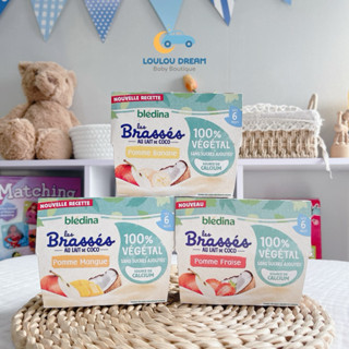 Sữa chua cốt dừa thuần chay Bledina Les Brasses chính hãng Pháp lốc 4 hộp 95g cho bé từ 6m+