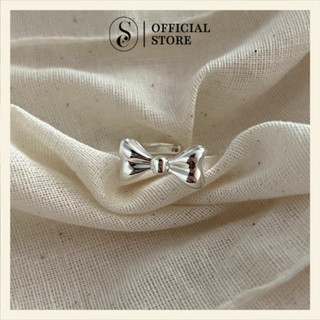 Nhẫn bạc unisex SOFF CLUB S925, Nhẫn nơ bản to trẻ trung, nữ tính, phong cách Hàn Quốc