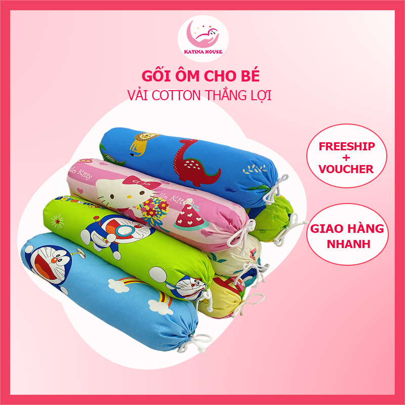 Gối ôm trẻ em 70cm Katina House, vải cotton Thắng Lợi mềm mát, họa tiết gần gũi
