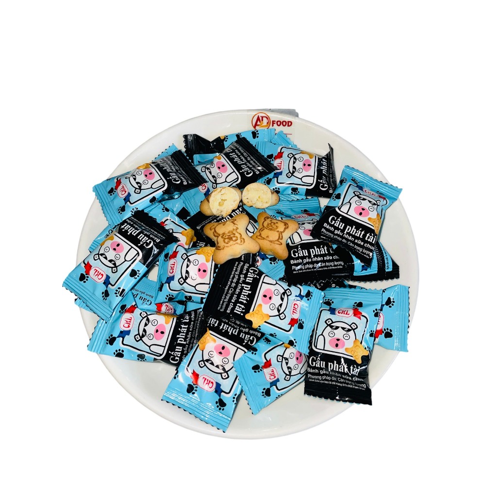 2 GÓI BÁNH GẤU NHÂN SỮA CHUA, GÓI 313g MÀU XANH DƯƠNG, COMBO 2 GÓI