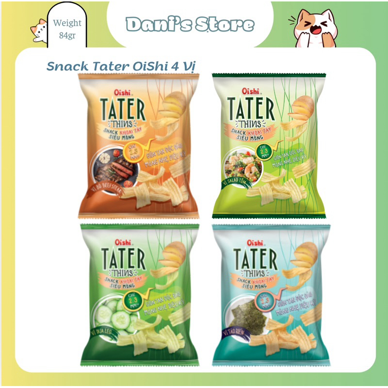 Snack Oishi TATER THINS 68gr Đầy Đủ 4 Hương Vị