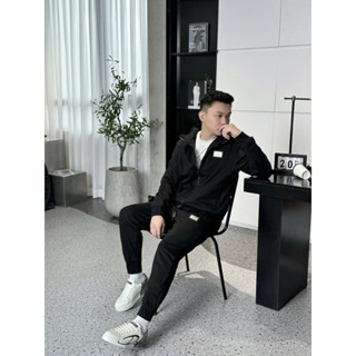 ( Xả Kho ) Bộ Nỉ Dài Tay Nam Khoá Kéo Hàng Siêu Cấp QC, Đen Trơn Tag Logo Hãng Đơn Giản, Không Nhanh Là Hết Đó Nha !