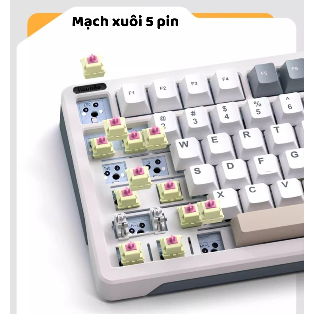 Bàn phím cơ không dây iloubee B87 - Full Foam - Có núm tùy biến - 3 Mode - LED RGB - App marco - Mạch Xuôi | BigBuy360 - bigbuy360.vn