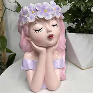   Tặng Kèm Tượng Mini  Tượng Tô Màu Thạch Cao Bình Hoa cô Gái Xinh Đẹp Siêu TO 