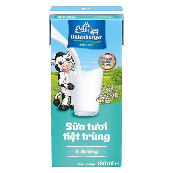 SỮA TƯƠI OLDENBURGER ÍT ĐƯỜNG THÙNG 48 HỘP 180ML