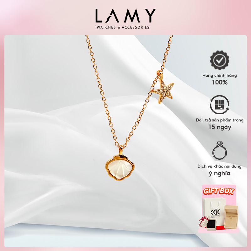 Dây chuyền bạc nữ CDE Starfish & Seashell Pendant Necklace Rose Gold CDE6414RG